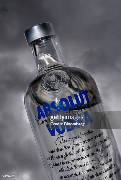 Bottle of Absolut Vodka, produced by Pernod Ricard, sits on display in Paris, France, on Thursday, Sept. 3, 2009. Pernod Ricard SA, the world's...