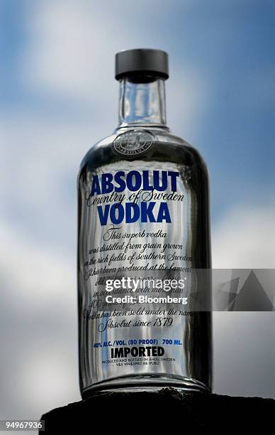 Bottle of Absolut Vodka, produced by Pernod Ricard, sits on display in Paris, France, on Thursday, Sept. 3, 2009. Pernod Ricard SA, the world's...