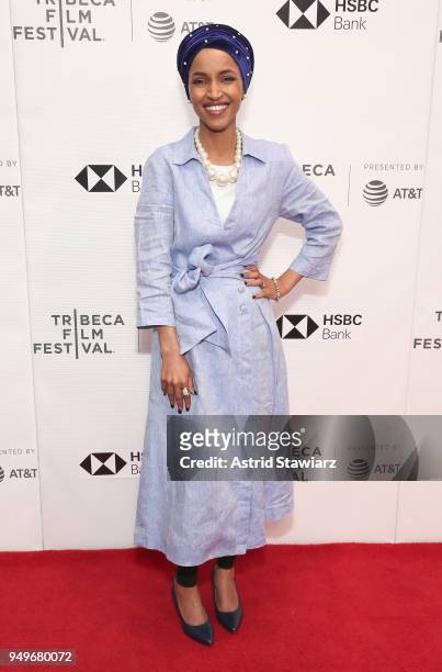 Ilhan Omar attends the premiere of "Time For Ilhan" during the 2018 Tribeca Film Festival at Cinepolis Chelsea on April 21, 2018 in New York City.