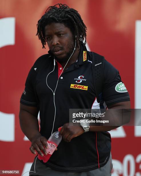 Scarra Ntubeni of The DHL Stormers during the Super Rugby match between Cell C Sharks and DHL Stormers at Jonsson Kings Park on April 21, 2018 in...