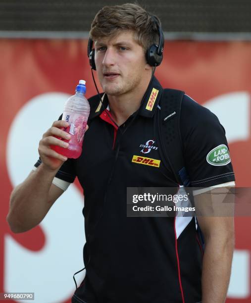 Kobus van Dyk of The DHL Stormers during the Super Rugby match between Cell C Sharks and DHL Stormers at Jonsson Kings Park on April 21, 2018 in...