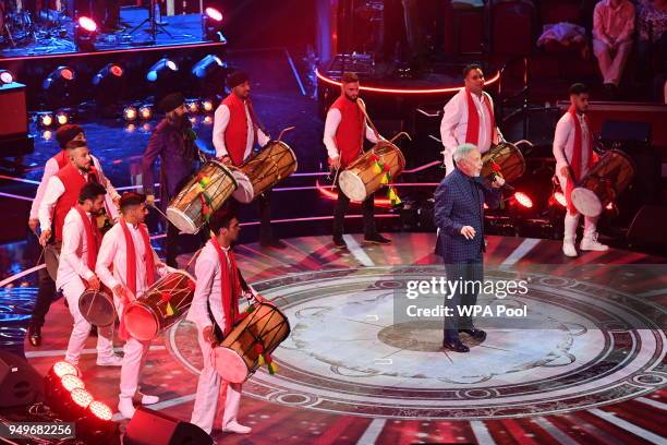 Sir Tom Jones performs at the Royal Albert Hall for a star-studded concert to celebrate the Queen's 92nd birthday on April 21, 2018 in London,...