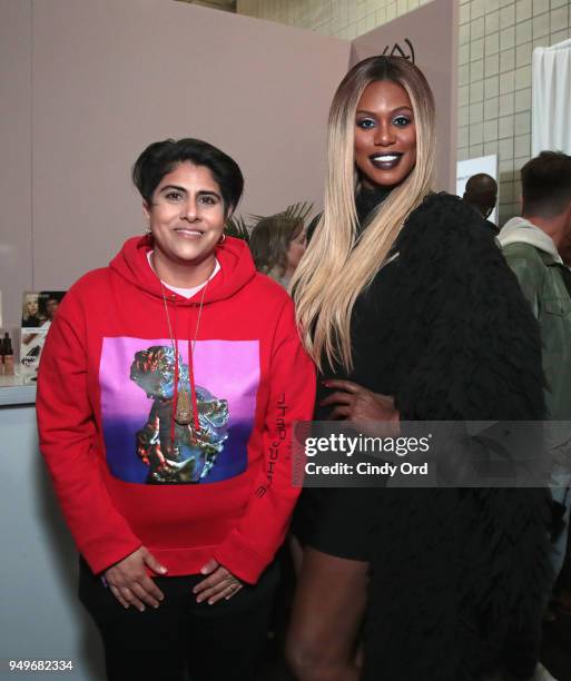 Co-founder of Beautycon Media Moj Mahdara and Laverne Cox attend Beautycon Festival NYC 2018 - Day 1 at Jacob Javits Center on April 21, 2018 in New...