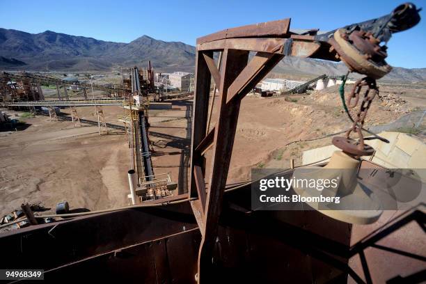 Storage bin sits near the separations plant at the Molycorp Mountain Pass mine in Mountain Pass, California, U.S., on Thursday, Sept. 10, 2009....