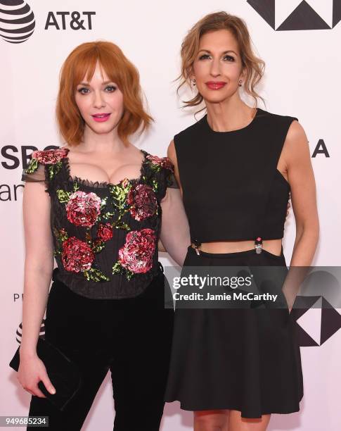 Christina Hendricks and Alysia Reiner attend the "Egg" screening during 2018 Tribeca Film Festival at SVA Theatre on April 21, 2018 in New York City.