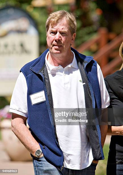 Larry Probst, chairman of Electronic Arts Inc., walks outside during the Allen & Co. Media and Technology Conference in Sun Valley, Idaho, U.S., on...