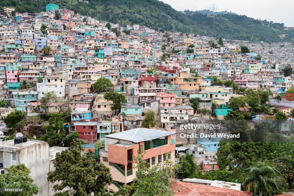 Colourful houses, slum Jalousie, Petionville, Port-au-Prince, Ouest, Haiti