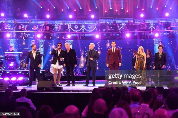 Alfie Boe, Shaggy, Sting, Tom Jones, Luke Evans, Kylie Minouge and Jamie Cullum perform at a star-studded concert to celebrate the Queen's 92nd...