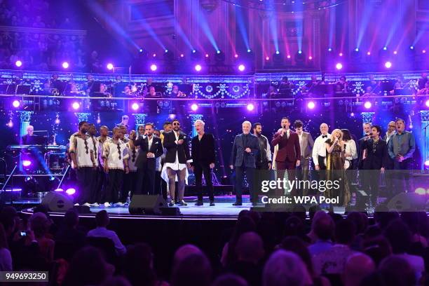 Alfie Boe, Shaggy, Sting, Tom Jones, Luke Evans, Kylie Minouge and Jamie Cullum perform at a star-studded concert to celebrate the Queen's 92nd...