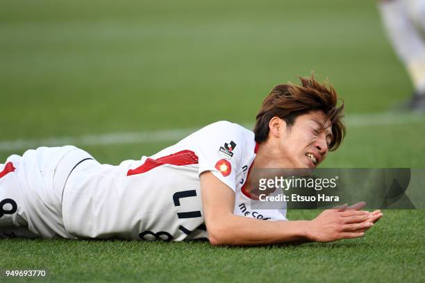 Shoma Doi of Kashima Antlers reacts during the J.League J1 match between Kawasaki Frontale and Kashima Antlers at Todoroki Stadium on April 21, 2018...