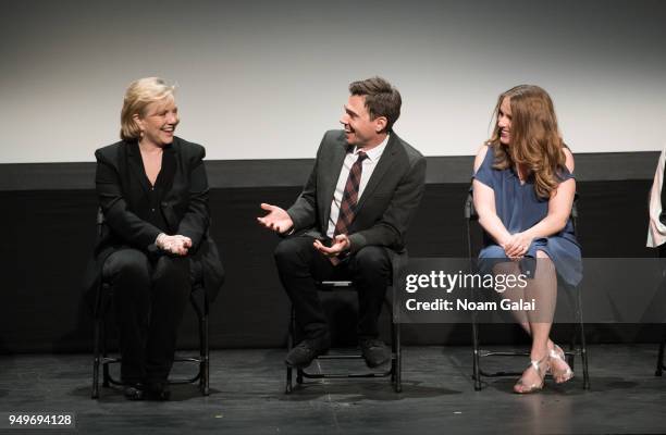 Susan Stroman, Ozzy Inguanzo and Amanda Spain attend the "Bathtubs Over Broadway" screening during 2018 Tribeca Film Festival at BMCC Tribeca PAC on...