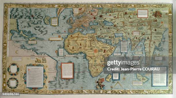 Portuguese marine map by Martin WALDSEEMULLER, taken from LA COSMOGRAPHIE UNIVERSELLE of 1516 and preserved at the Library of Saint Dié . Carte...