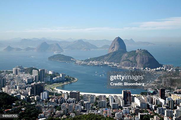 Sugarloaf Mountain stands in Guanabara Bay in Rio de Janeiro, Brazil, on Friday, July 17, 2009. Brazil, Latin America's biggest economy, is...