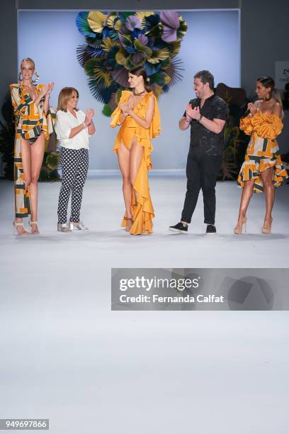 Renato Thomaz, Carol Trentini, Liana Thomaz, Anitta walk at Agua de Coco Runway at SPFW N45 Summer 2019 at Ibirapuera's Bienal Pavilion on April 21,...