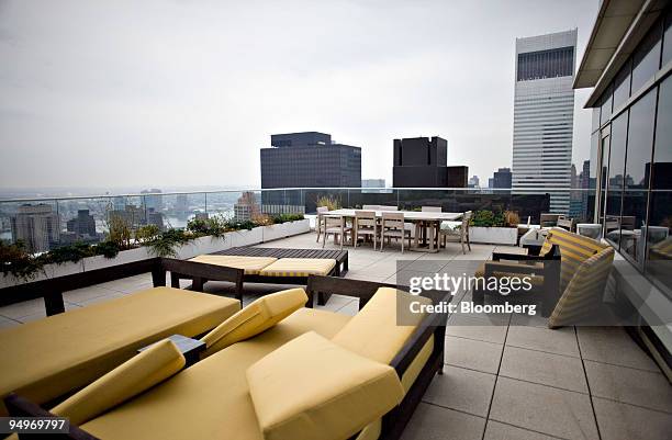 Furniture sits on the terrace outside the apartment of Marc Dreier, founder of the law firm Dreier LLP sentenced to 20 years in prison for defrauding...