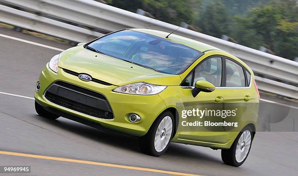 Ford Fiesta is driven at the Ford Motor Co. Dearborn Proving Ground during a 2010 model year preview in Dearborn, Michigan, U.S., on Tuesday, July...