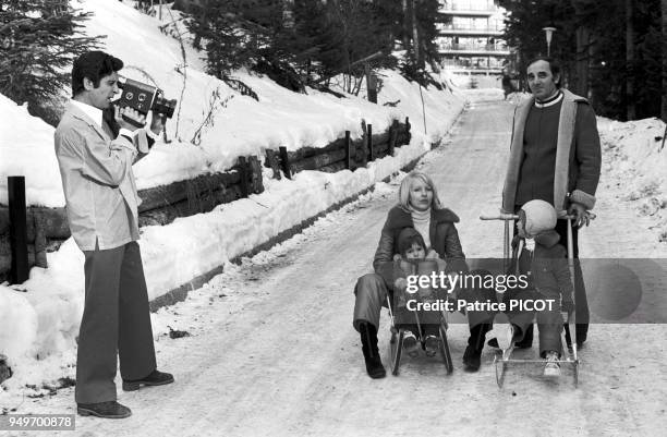 Charles Aznavour with Ulla, Misha, Katia and Gilbert Becaud.