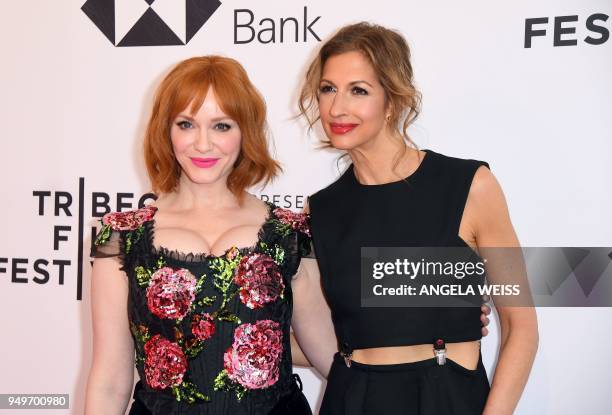 Christina Hendricks and Alysia Reiner attend the 'Egg' screening during 2018 Tribeca Film Festival at SVA Theatre on April 21, 2018 in New York City.