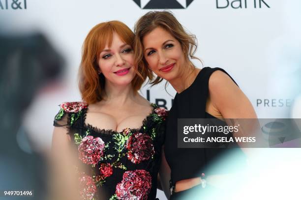 Christina Hendricks and Alysia Reiner attend the 'Egg' screening during 2018 Tribeca Film Festival at SVA Theatre on April 21, 2018 in New York City.