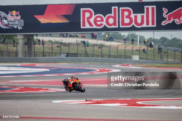 Bradley Smith of Great Britain rounds the bend during the MotoGP Red Bull U.S. Grand Prix of The Americas - Free Practice 3 at Circuit of The...