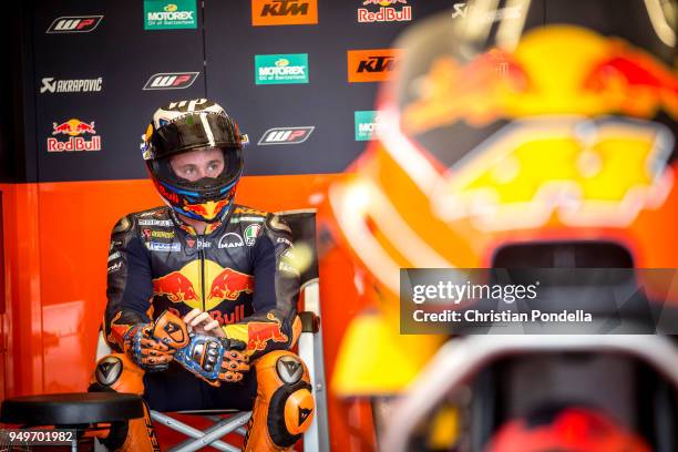 Pol Espargaro of Spain prepares in the pits during the MotoGP Red Bull U.S. Grand Prix of The Americas - Free Practice 3 at Circuit of The Americas...