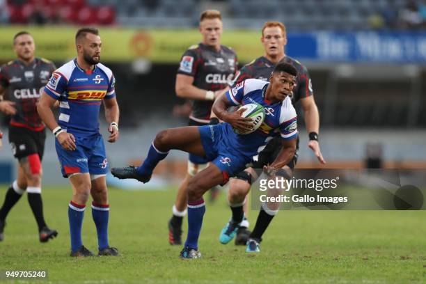 Damian Willemse of The DHL Stormers during the Super Rugby match between Cell C Sharks and DHL Stormers at Jonsson Kings Park on April 21, 2018 in...