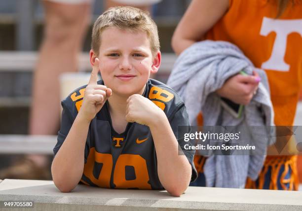 Fan enjoys the Tennessee spring game on April 21 at Neyland Stadium in Knoxville, TN.