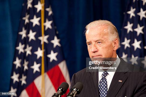 Vice President Joseph "Joe" Biden makes a statement on the death of Senator Edward M. "Ted" Kennedy, at the Department of Energy in Washington, D.C.,...