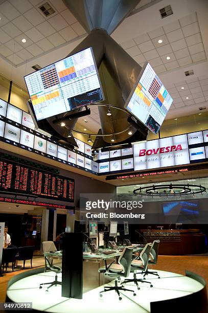 Display is set up on the museum floor of the Bolsa De Valores De Sao Paulo, or Sao Paulo Stock Exchange , in Sao Paulo, Brazil, on Thursday, May 21,...