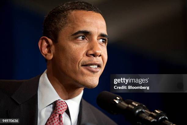 President Barack Obama speaks at a fundraiser for Senator Creigh Deeds, a Virginia Democrat, in McLean, Virginia, U.S., on Thursday, Aug. 6, 2009....