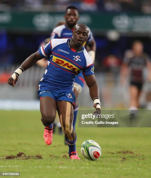 Raymond Rhule of The DHL Stormers during the Super Rugby match between Cell C Sharks and DHL Stormers at Jonsson Kings Park on April 21, 2018 in...