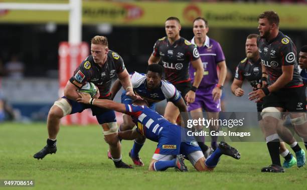 Jean-Luc du Preez of the Cell C Sharks during the Super Rugby match between Cell C Sharks and DHL Stormers at Jonsson Kings Park on April 21, 2018 in...