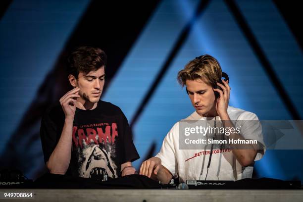 Ofenbach performs during the Radio Regenbogen 30th Anniversary Celebration at SAP Arena Mannheim on April 21, 2018 in Mannheim, Germany.