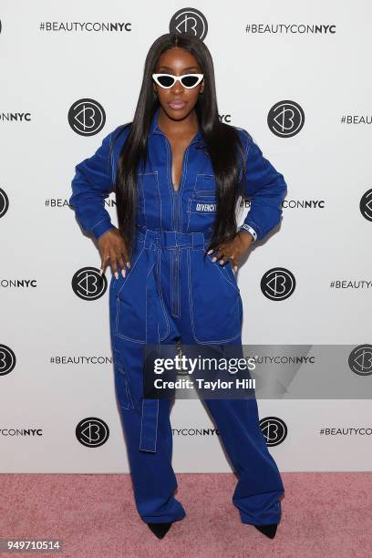 Jackie Aina attends the 2018 Beautycon NYC at The Jacob K. Javits Convention Center on April 21, 2018 in New York City.