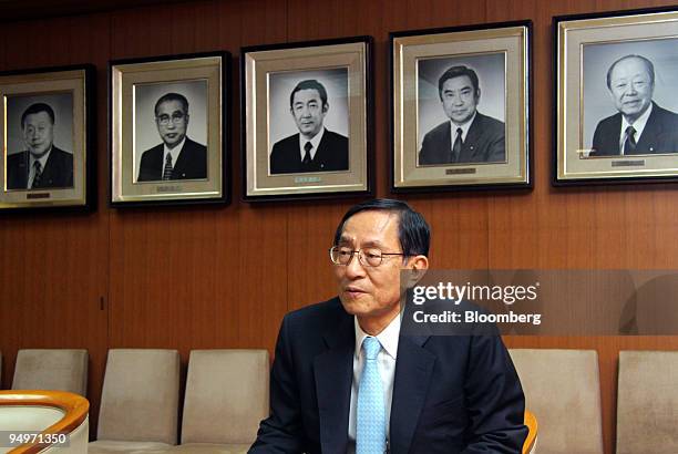 Hiroyuki Hosoda, secretary-general of the Liberal Democratic Party , speaks during an interview in Tokyo, Japan, on Tuesday, Aug. 11, 2009. The LDP...