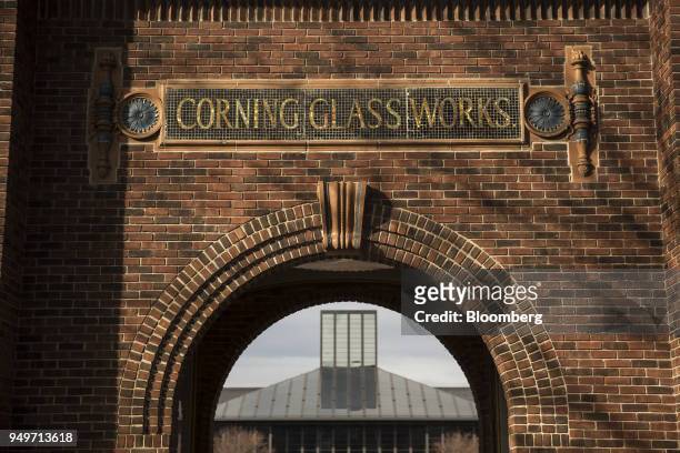 Historic archway stands at the Corning Inc. Headquarters in Corning, New York, U.S., on Monday, March 27, 2017. Corning, a manufacture of liquid...