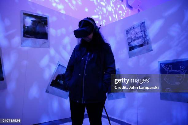 Guests are seen partecipating in the Virtual Arcade during the Tribeca Film Festival at Spring Studios on April 21, 2018 in New York City.