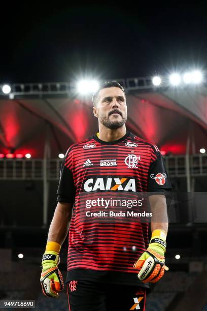Goalkeeper Julio Cesar of Flamengo warms up before a match between Flamengo and America MG as part of Brasileirao Series A 2018 at Maracana Stadium...