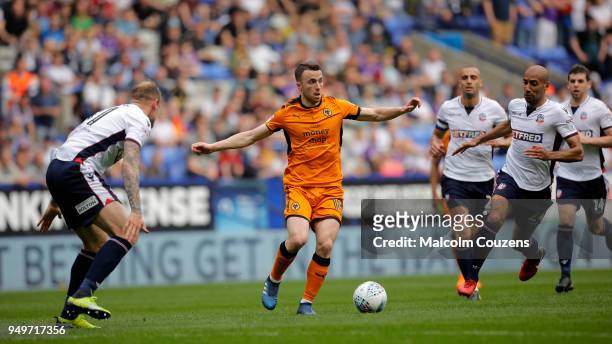 Diogo Jota of Wolverhampton Wanderers runs with the ball during the Sky Bet Championship match between Bolton Wanderers and Wolverhampton Wanderers...
