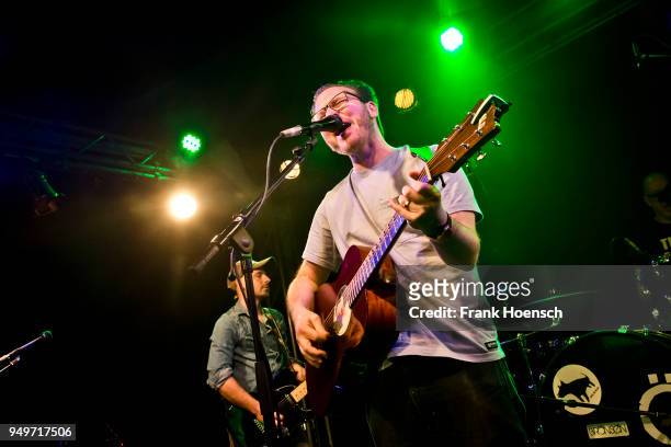 Gale Paridjanian and Olly Knights of the British band Turin Brakes perform live on stage during a concert at the Frannz on April 21, 2018 in Berlin,...