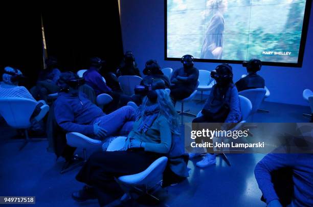 Guests are seen partecipating in the Cinema 360 during the Tribeca Film Festival at Spring Studios on April 21, 2018 in New York City.