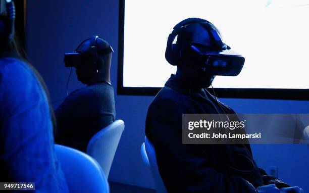 Guests are seen partecipating in the Cinema 360 during the Tribeca Film Festival at Spring Studios on April 21, 2018 in New York City.