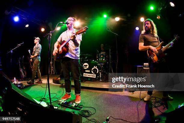 Singer Olly Knights of the British band Turin Brakes performs live on stage during a concert at the Frannz on April 21, 2018 in Berlin, Germany.