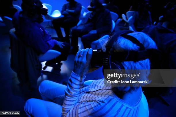 Guests are seen partecipating in the Cinema 360 during the Tribeca Film Festival at Spring Studios on April 21, 2018 in New York City.