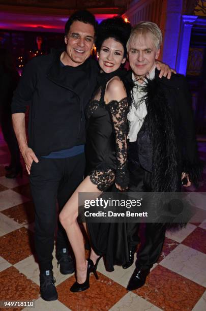 Andre Balazs, Nefer Suvio and Nick Rhodes attend a party to celebrate Nefer Suvio's birthday hosted by The Count and Countess Francesco & Chiara Dona...