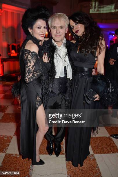 Nefer Suvio, Nick Rhodes and Randi Ingerman attend a party to celebrate Nefer Suvio's birthday hosted by The Count and Countess Francesco & Chiara...