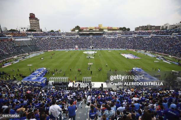 View of Azul Stadium during their Mexican Clausura 2018 tournament football match between Cruz Azul and Morelia at Azul stadium in Mexico City on...