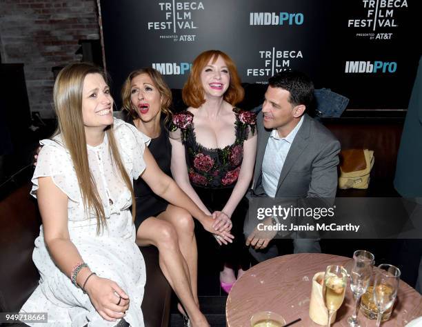 Marianna Palka, Alysia Reiner, Christina Hendricks and David Alan Basche attend the 2018 Tribeca Film Festival after party for "Egg" hosted by the...