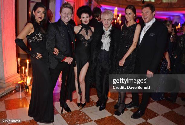 Gisella Taylor, Roger Taylor, Nefer Suvio, Nick Rhodes, Yasmin Le Bon and Simon Le Bon attend a party to celebrate Nefer Suvio's birthday hosted by...