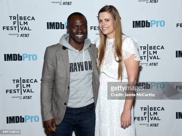 Actor Gbenga Akinnagbe and director Marianna Palka attend the 2018 Tribeca Film Festival after party for "Egg" hosted by the IMDbPro App at TAO...